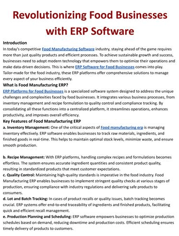 Food Manufacturing Erp